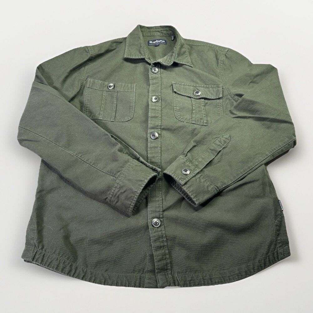 Barbour Utility Button Down Shirt M Olive Green Workwear Heritage